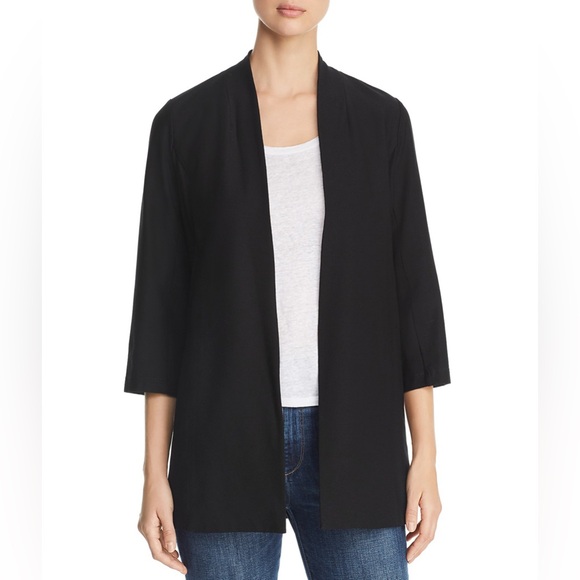 Eileen Fisher Lightweight Washable Stretch Crepe Collarless Jacket | S/P ($288) - Picture 1 of 13